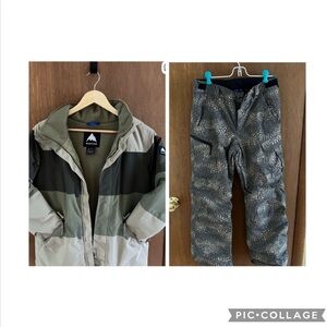 Burton Olive and Beige Snowboarding Jacket and Pants